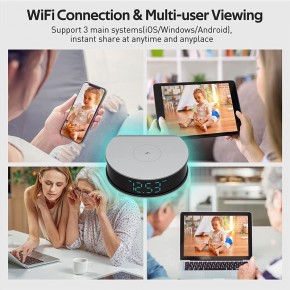 Camera Espion WiFi, 2,4G-5G WiFi Mini Caméra Cachée Réveil, 120