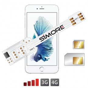 QS-Twin 6-6S Dual SIM adapter for iPhone 6 and iPhone 6S - DualSIM card with protective case - LTE 3G compatible | SIMORE.com